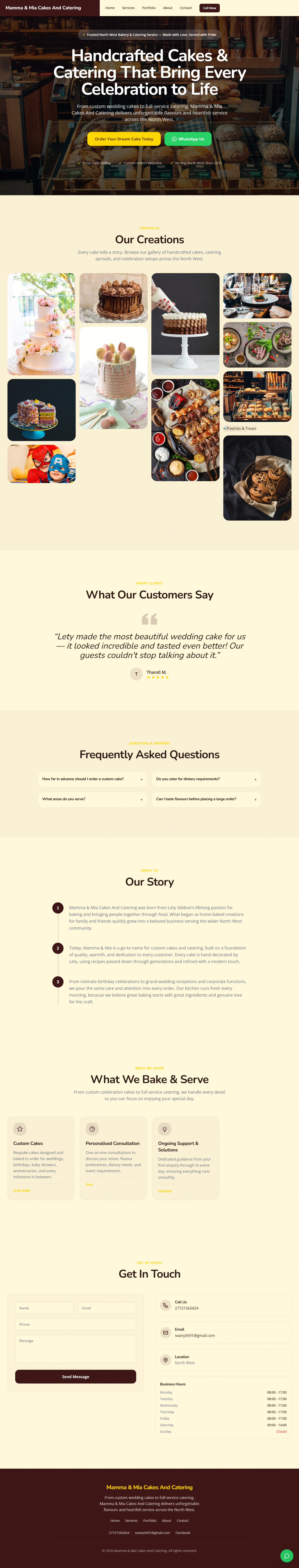 Cakes & Catering website preview
